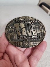 Vtg State Of Texas Sesquicentennial 150yrs Anniversary Solid Brass Belt Buckle