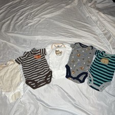 Carter  s Newborn Baby Boy Bodysuit Lot 5 Pc Infant One Piece Outfits EUC