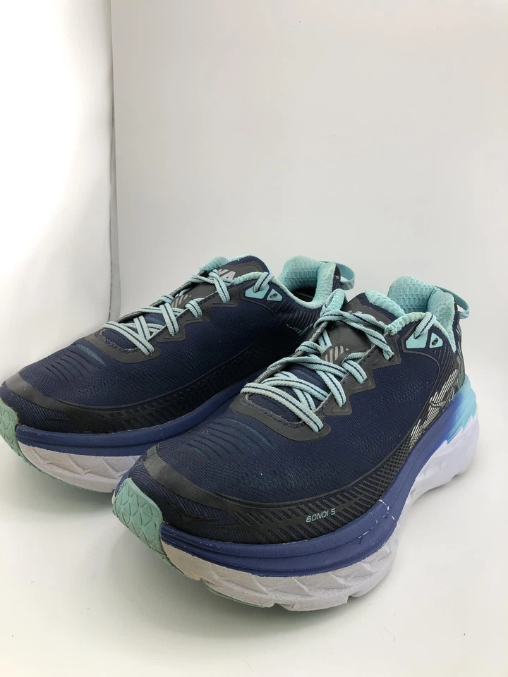 Hoka One One Bondi 5 Running Shoes Womens Size 7 Blue Teal Max Cushion Road - Image 4 of 4
