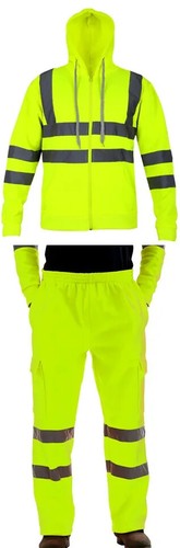 HI VIS VIZ MEN'S NEW TROUSERS SAFETY WORK WEAR JOGGING BOTTOMS PANTS HOODIE TOP - Picture 25 of 31