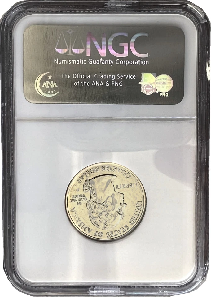 2004-D 25C Wisconsin State Extra LEAF HIGH Washington Quarter NGC MS66 Coin 033 - Image 2 of 2