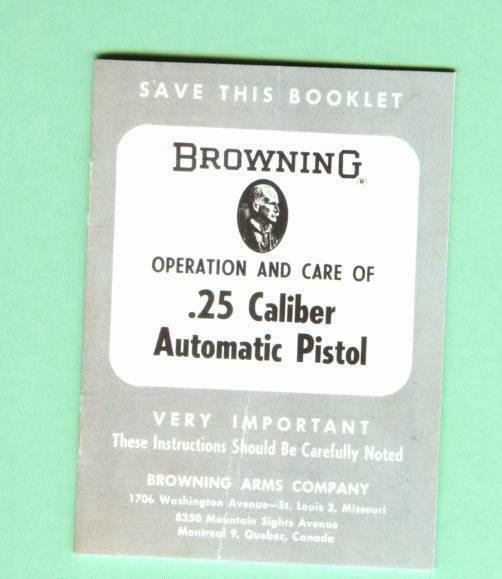 Browning  Model Baby Browning  Model  Owners Manual Reproduction