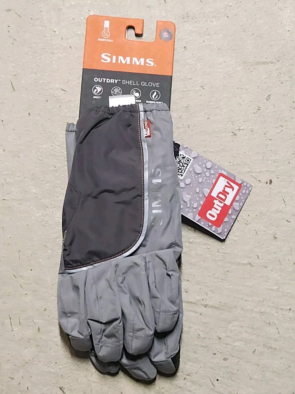 Simms Out Dry Shell Glove Gray Mens Small New