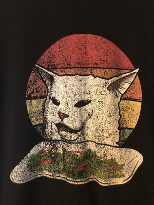 Tee: Kitty smudge the yelling at cat meme shirt large used