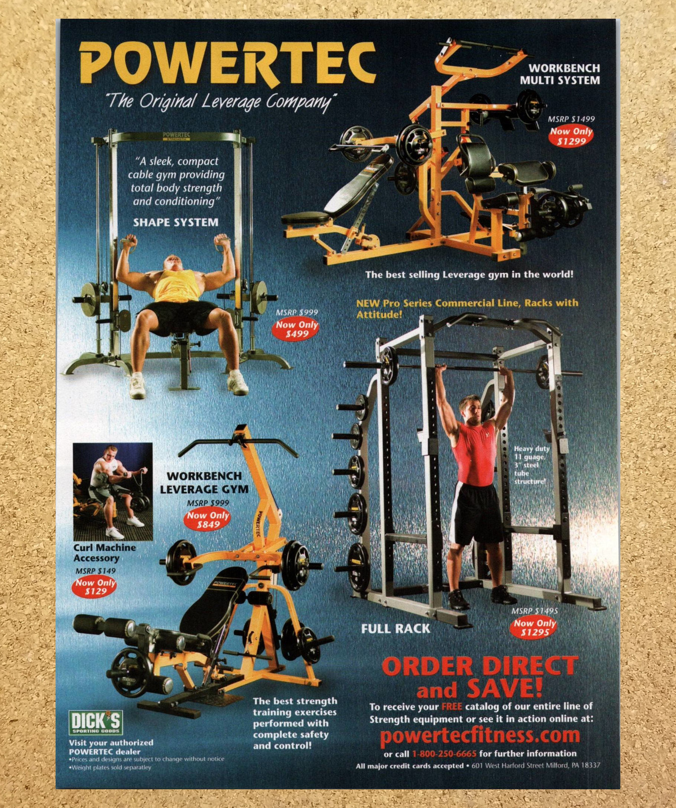 Powertec Home Gym Leverage Workbench Rack  -Magazine Print Ads Ephemera Art 2009