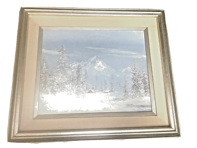 #ad Artist John Loo Oil Painting On Canvas Signed Winter Mountain Framed $183.99