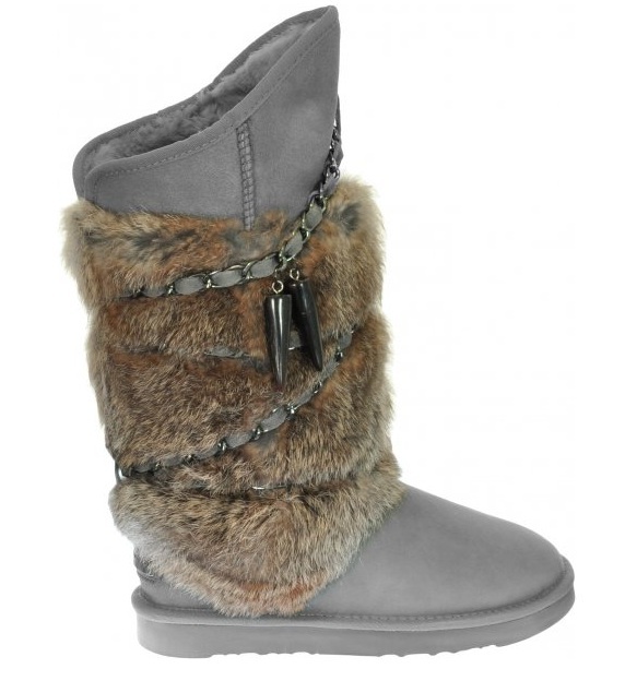 AUSTRALIA LUXE COLLECTIVE WOMEN'S GRAY ATILLA RABBIT FUR SHEEPSKIN