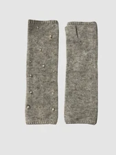 Carolyn Rowan Women's Gray Cashmere Embellished Fingerless Gloves Size OS