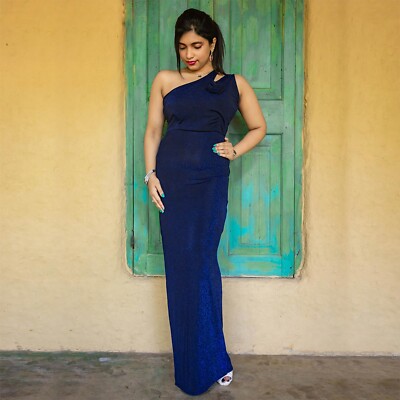 Everly - Blue One Shoulder Long Glitter Party Dress | Handmade in Sri Lanka  | eBay
