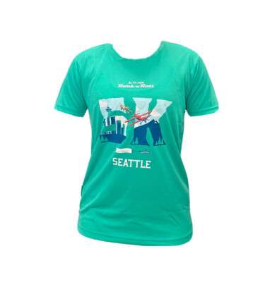 RockNRoll Marathon Graphic Tee 5k St. Jude Seattle Green Short Sleeve Women M