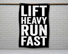 Motivational Gym Flag - Lift Heavy Run Fast Wall Decor