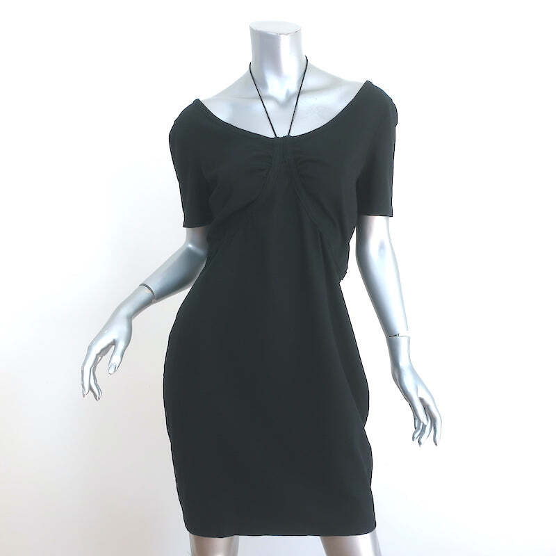 T by Alexander Wang Tie-Neck Dress Black Cotton Size Large Short