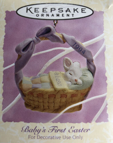 BABY'S FIRST EASTER Bunny in Basket Hallmark Keepsake Ornament 1994 - Picture 4 of 6
