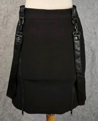 Killstar Mini Skirt Women Size M Suspender Straps Gothic Punk Emo Zipper Front 