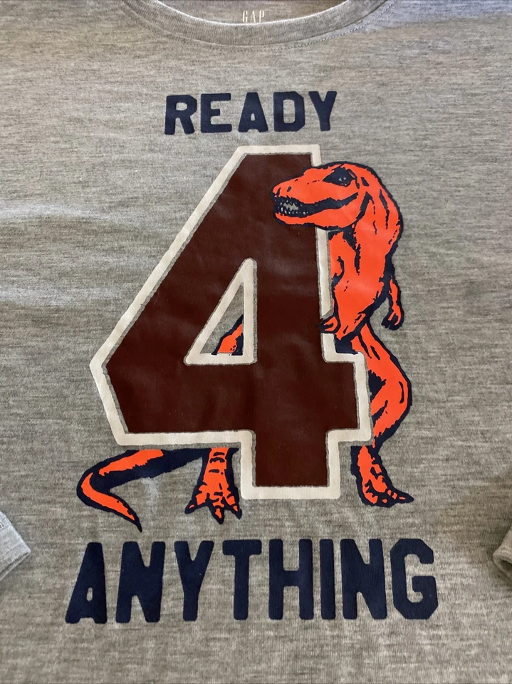 Camisa pijama manga longa Gap meninos cinza pronto 4 qualquer coisa laranja neon dinossauro 14 - Imagem 2 de 4