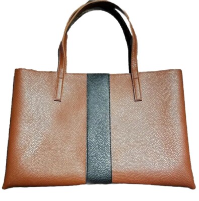 VINCE CAMUTO LEATHER BROWN BLACK PURSE BAG TOTE