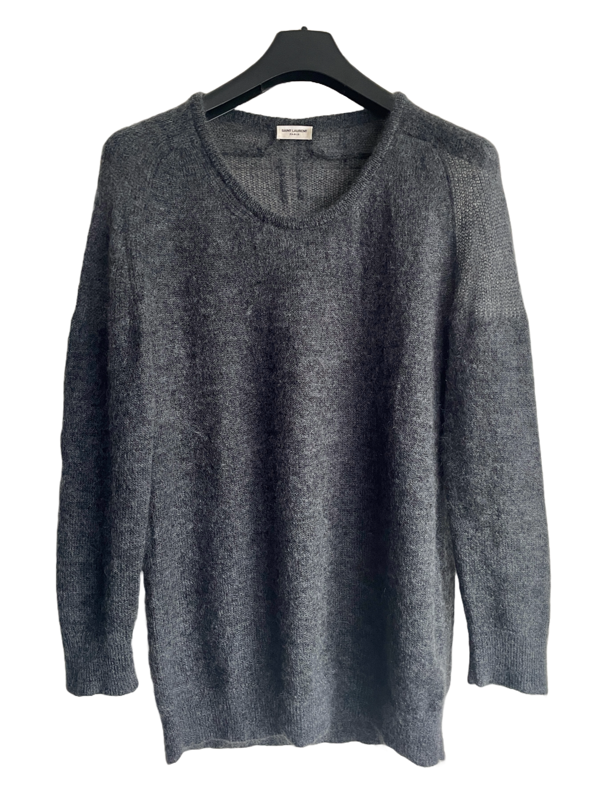 Saint Laurent Maglione Relaxed Maglione Grigio Maglia Chiara Lana Mohair Taglia M
