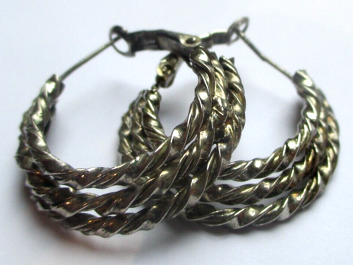 Boucles D'oreilles Clip Vintage Argentées Avec Perles Nacrées - Bijou Ancien - Occasion En Parfait état
