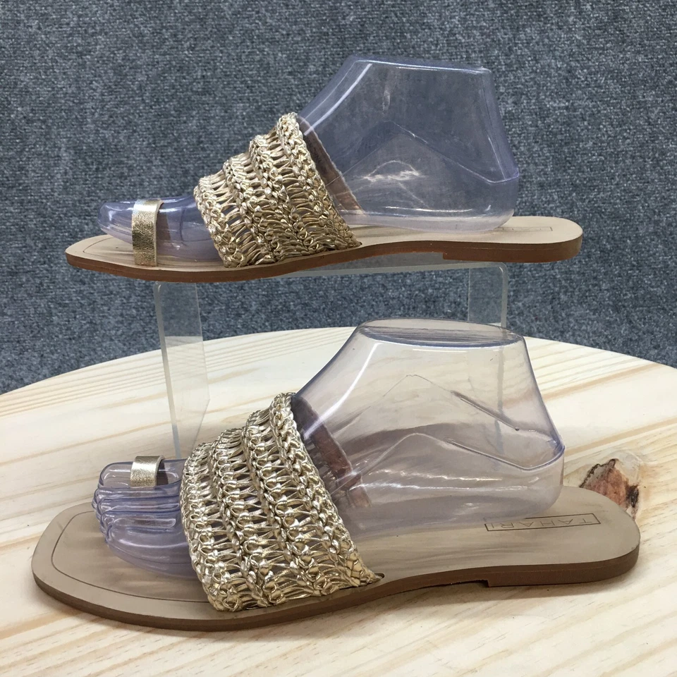 Tahari Sandals Womens 10M Frank Slide Gold Toe-Loop Open Toe Casual Comfort Flat - Image 2 of 4