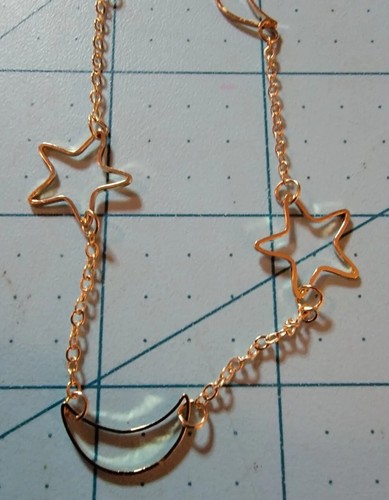 Aisle 22 Brand: Faux Gold Necklace With Moons & Stars, 10 inch - New & Free Ship - Picture 8 of 9