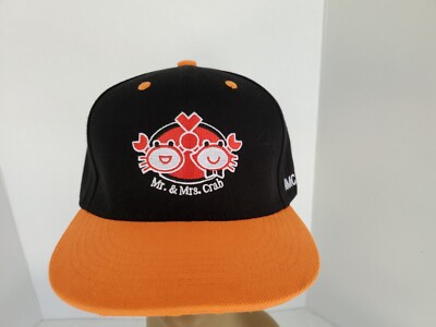 Mr and Mrs Crab Trucker Hat Baseball Cap Orange Black Adjustable