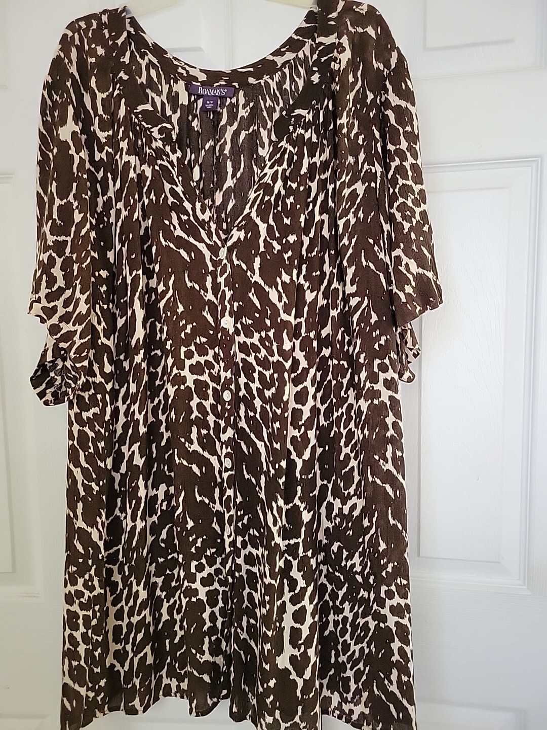 ROAMAN'S plus size 36W Button Down Front Leopard … - image 1