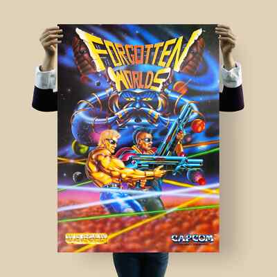 Forgotten Worlds Poster   Retro Capcom Arcade Sci-Fi Art 1989, Size A4   B2   B1