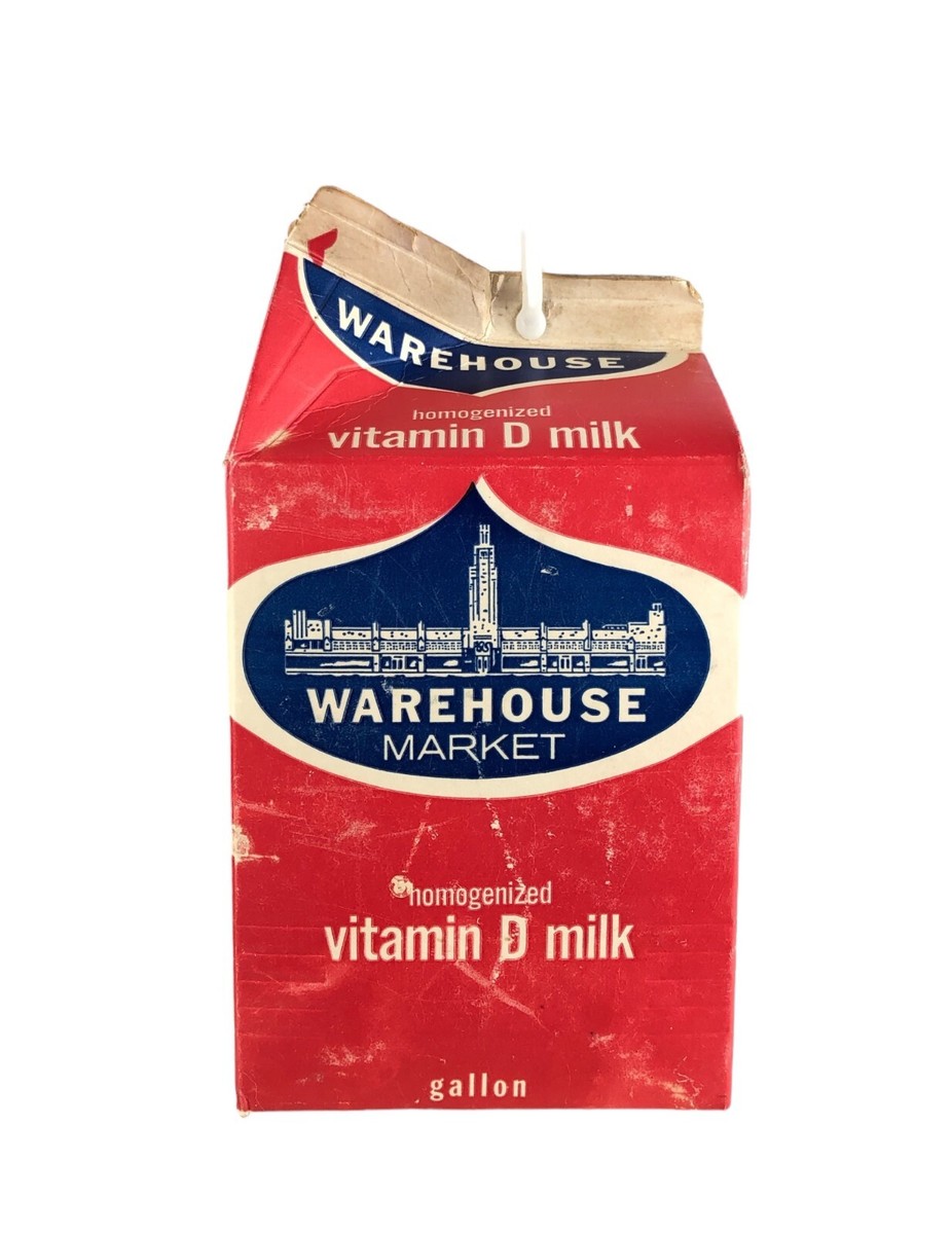 Vintage 1970s Warehouse Market 1 Gallon Paper Milk Carton Plastic