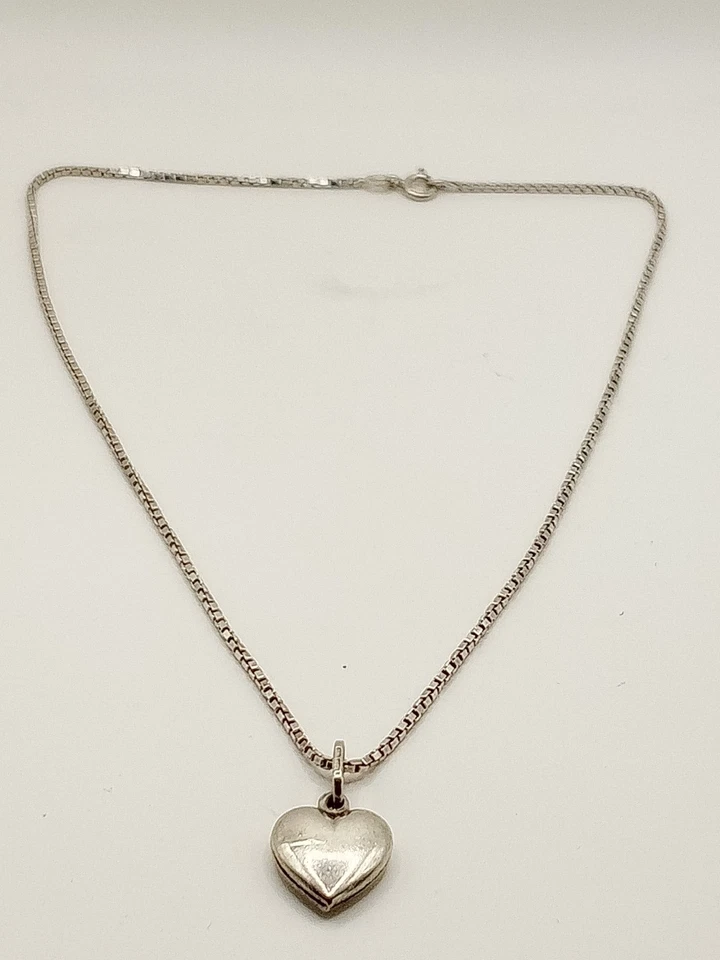 Collana Choker Donna Argento 925 Ciondolo Cuore Argento Antico Vintage 800 - Immagine 3 di 4