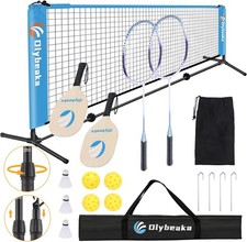 All-in-one Portable Badminton Pickleball Net Set for Backyard Driveway