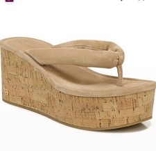 Veronica Beard Geno Suede Platform Wedge Thong Sandals. Size 7.5 M