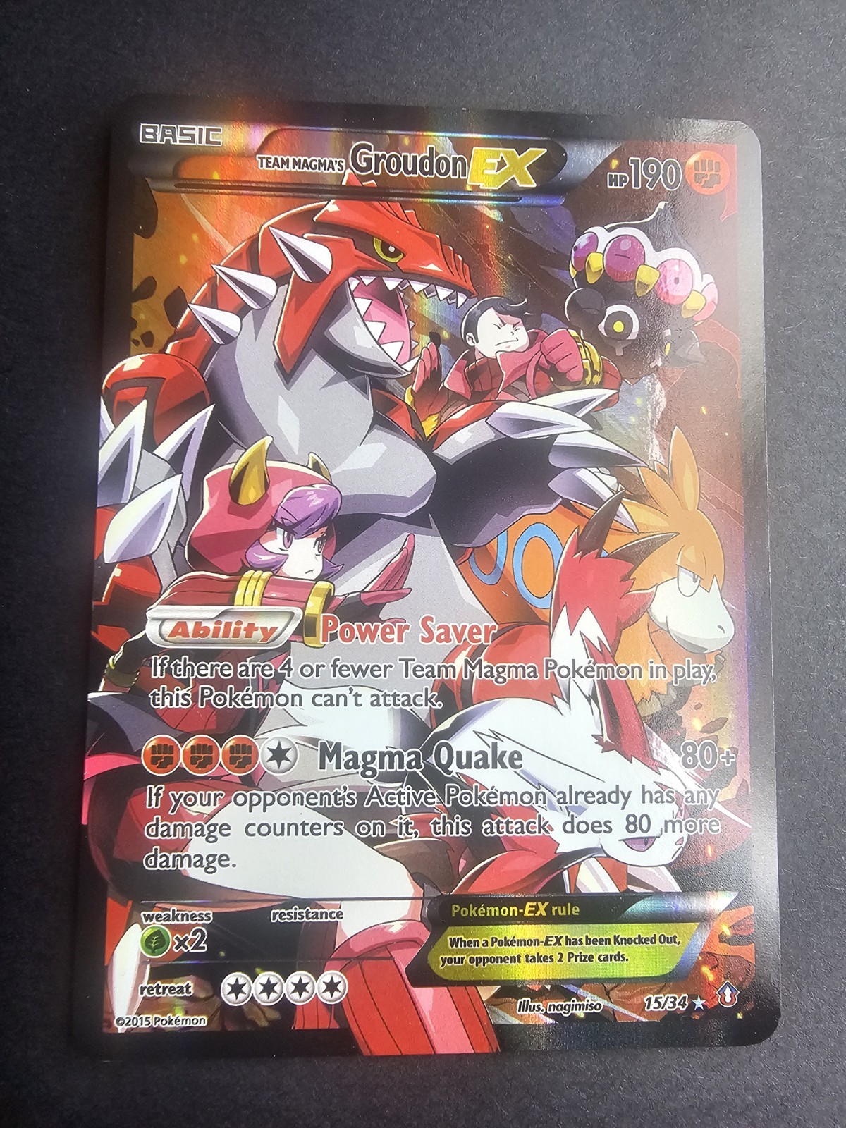 Pokémon TCG Team Magma's Groudon EX Holo Rare Card 15/34 Double Crisis