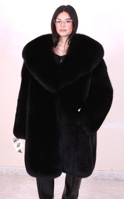 JACKET BLACK FOX FUR COAT FUCHS PELZMANTEL FOURRURE RENARD PELLICCIA VOLPE 狐皮