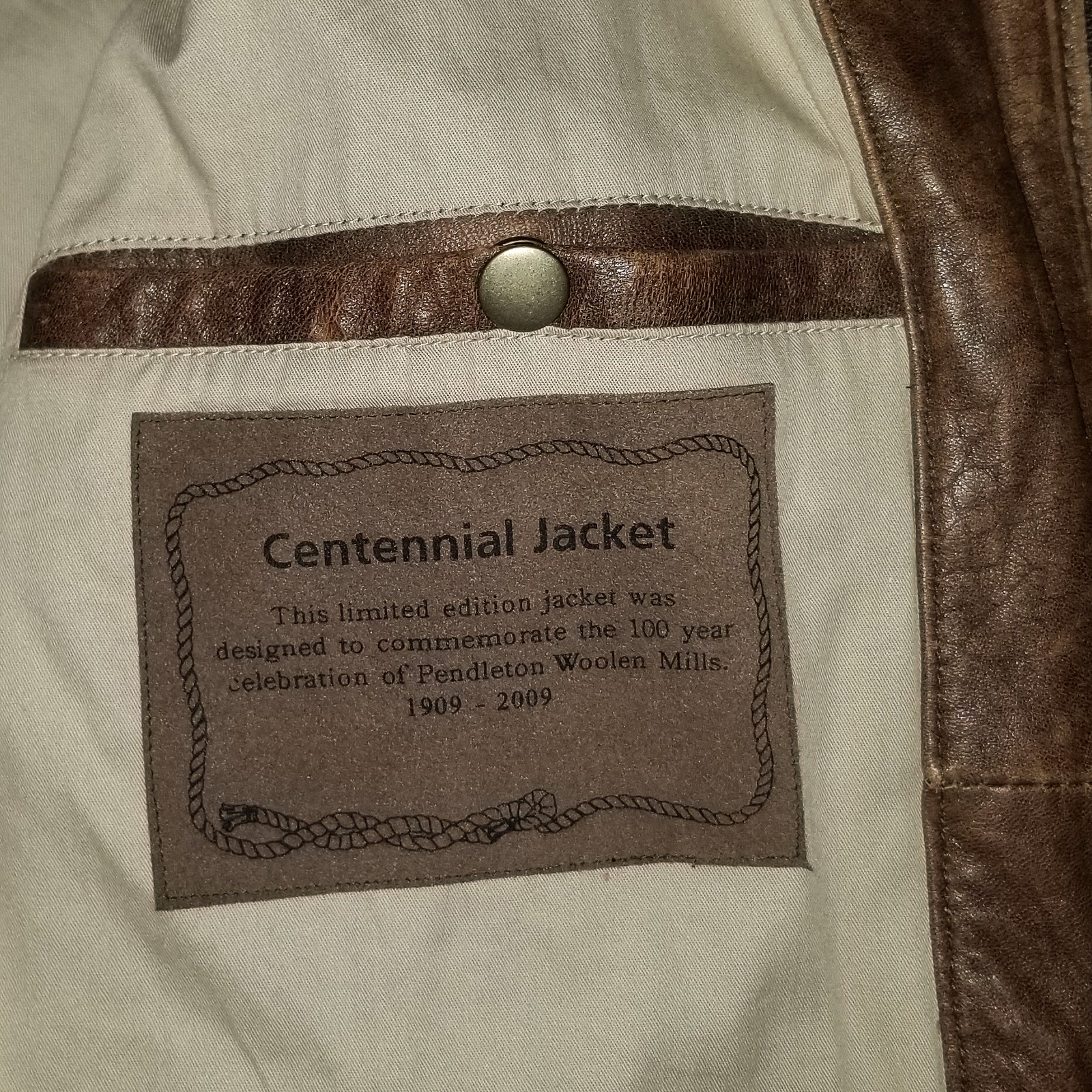 PENDLETON Leather Centennial Bomber Jacket Brown … - image 6