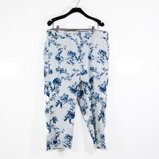 NEW Lane Bryant Signature Fit Slim Capri 4 Season Stretch Pant Blue Floral 20