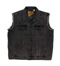 NEW Levi's Strauss Premium Relaxed Fit Denim Trucker Vest Night Owl Black