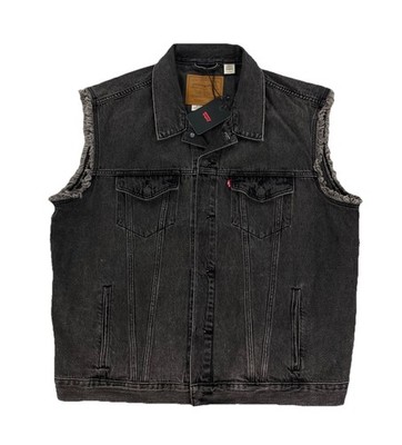 トップス 90s levis black denim vest jacket y2k NEW Levi's Strauss Premium Relaxed Fit Denim Trucker Vest Night