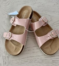 NWOB Cat  Jack Girl  s Blush Pink Pearl-Buckle Slide Slip-on Summer Sandals 1 M