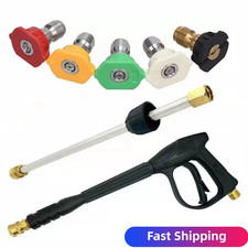 1/4" High Pressure Washer Gun 4000 PSI Car Wash Foam Spray Short Wand w/5 Nozzle