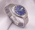 Rare Vintage 1970's SEIKO EL-370 Electronic Wristwatch Silver Case Blue Dial