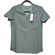 FIGS Catarina One Pocket Top Scrub Shirt Technical Collection XS Grey Pink X