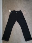 Iron Heart 888 relax Tapered Black Denim Jeans Men's 34 Button Fly Logo — photo 2