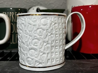 Stepanka Ceramics Porcelain NYC Artist Stepanka F U C K With Gold Lines Mug