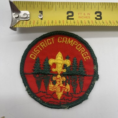 Vintage Boy Scout District Camporee Patch 3  Round Orange Green