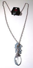 Paparazzi Light Blue Crystal Drops 28" Adjustable Pendant Necklace Earring Set