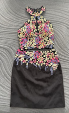 JVN BY JOVANI 2 Piece Halter Top Skirt Embroidery Floral Formal PROM Size 4