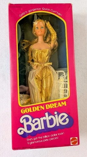 Vintage 1980 Golden Dream Barbie Doll Mattel #1874 NRFB Vintage Box Taiwan