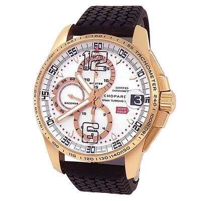 Chopard Mille Miglia Gran Turismo XL 18k Rose Gold Silver Mens Watch 161268-5003