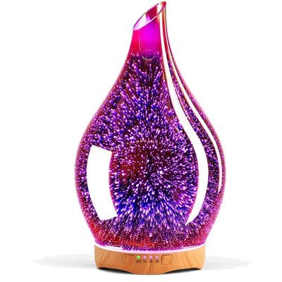 Stylish 280ml 3D Glass Humidifier with Seven Color Light for Mood Enhancement