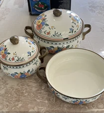 M. Kamenstein Vienna 5Pc. Buffet Serving Cookware Set Enamel Steel Vtg. NIB